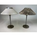 A pair of metal Swedish table lamps with metal mesh shades, height 56cm.