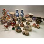 A quantity of collectors' and other ceramic items including Beswick fox hound and fox, Poole pottery