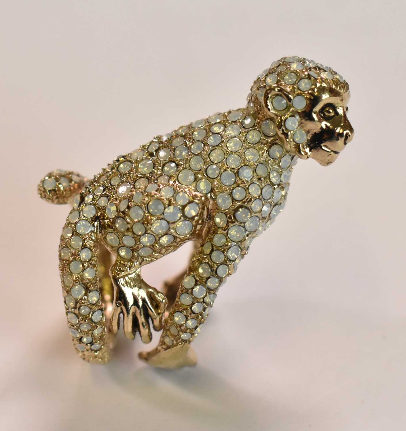 ELA STONE OF PARIS; a pair of costume jewellery large hoop earrings set with a lion's head, length - Image 8 of 8