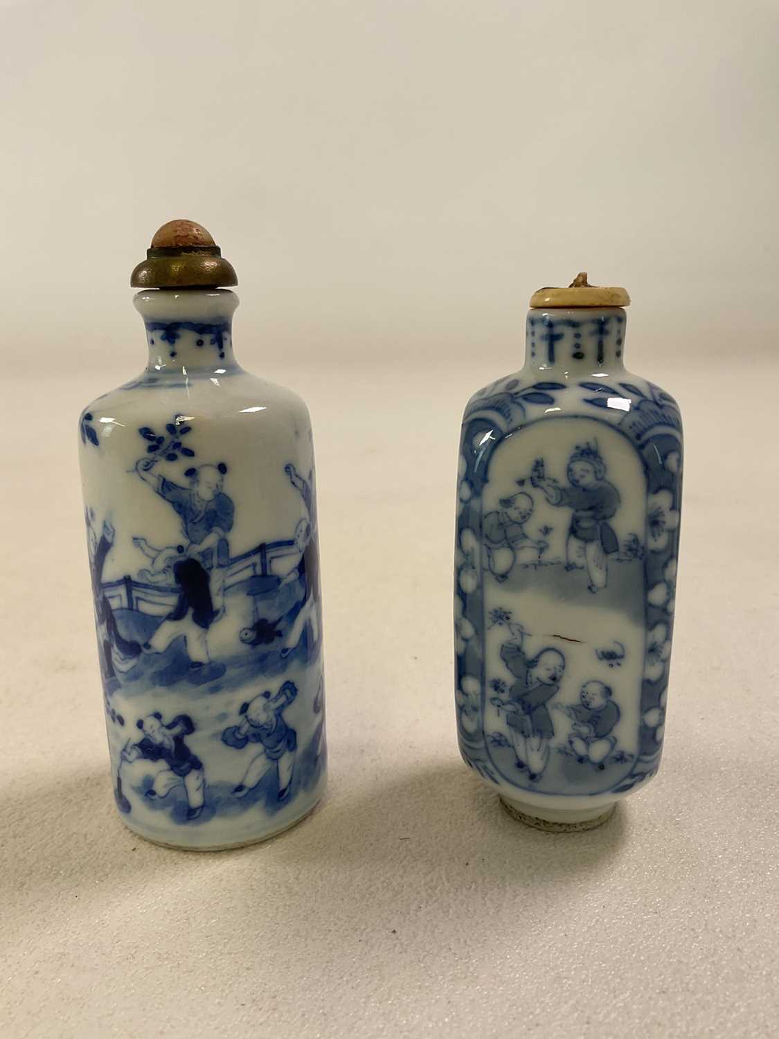 A 19th century Chinese cylindrical snuff bottle decorated with figures in a landscape and with - Image 2 of 21