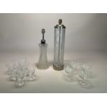 WATERFORD; a glass table lamp base marked Waterford Glass No 5, height 26cm, with an unmarked