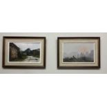 † PAMELA DERRY; pair of oils on board, 'The Sun Came Up' and 'Landscape With Path', both signed, one