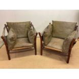 ARNE NORELL; a pair of mid 20th century Swedish leather Ilona leather armchairs, height at the