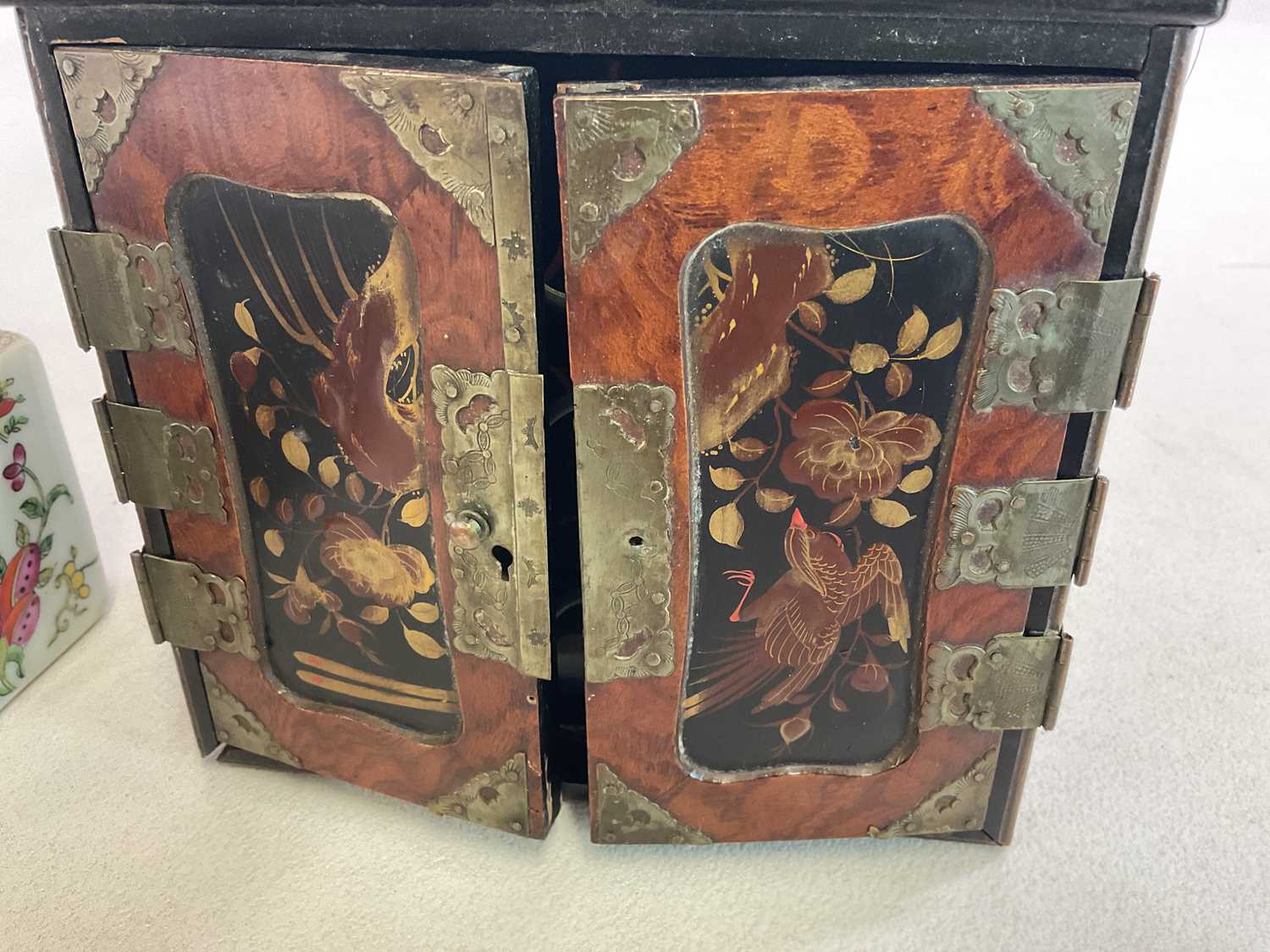 A Canton Famille Rose pair of boxes 20 x 9 x 9.5cm, also a Chinese scroll, 160 x 44cm and - Image 15 of 15