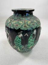 An Oriental vase, height 25 cm, diameter 22cm. Condition Report: No visible signs of cracks or