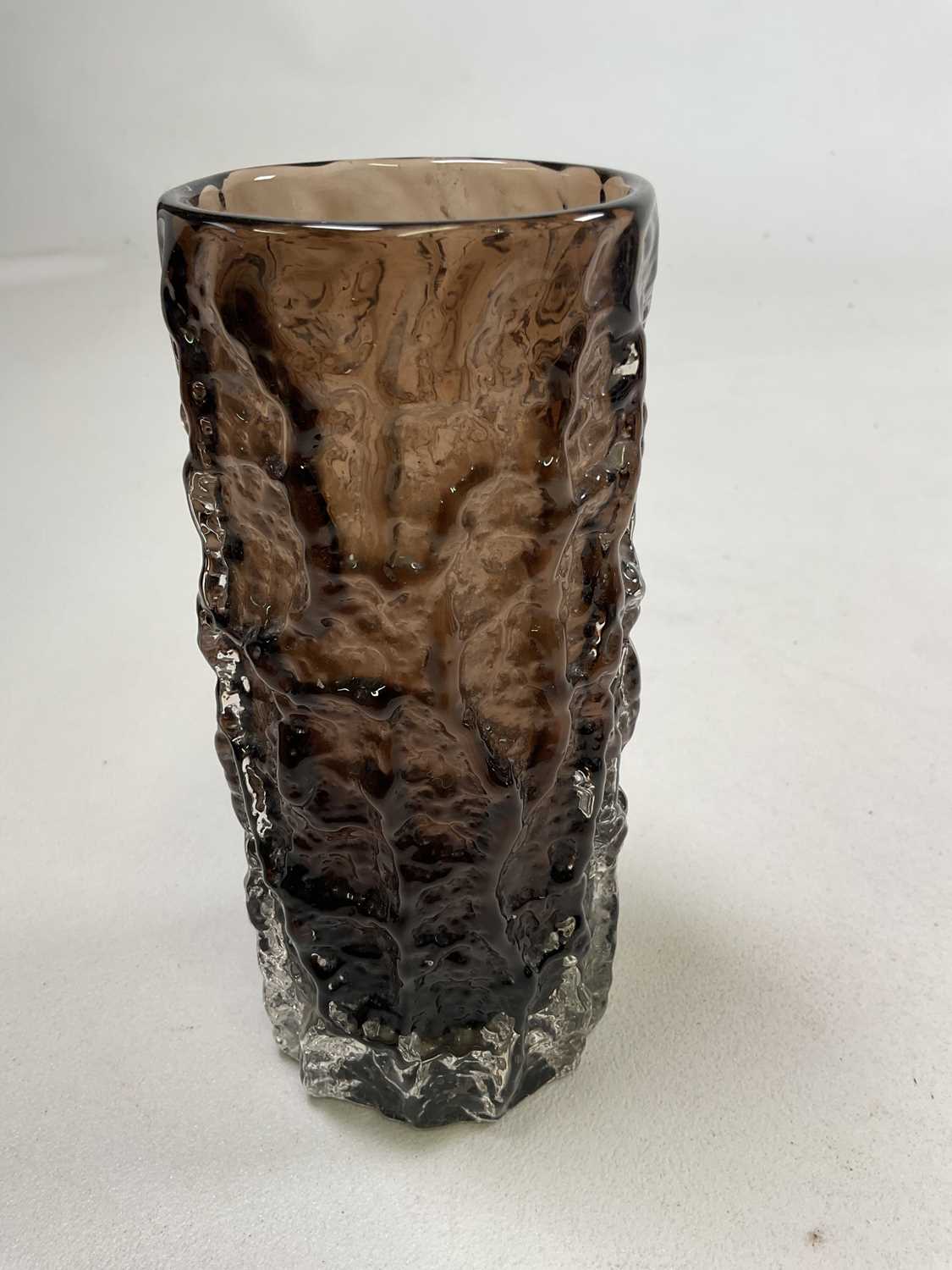 WHITEFRIARS; a cinnamon coloured cylindrical 'Bark' vase, designed by Geoffrey Baxter, height