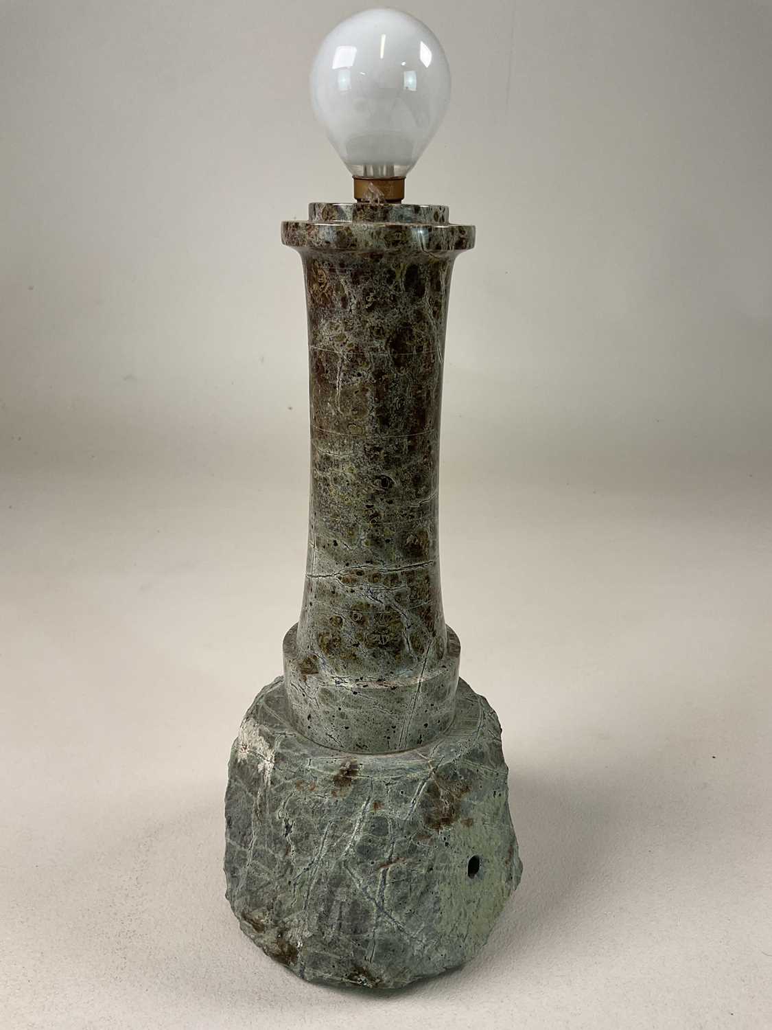 A Cornish serpentine lamp, height 29cm - Image 2 of 3