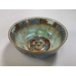 WEDGWOOD; a dragon lustre bowl internally painted with three fruit and externally with twin dragons,