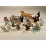 A large group of figures including a Lladrό pig group, a Beswick Norman Thelwell 'Kick-Start'