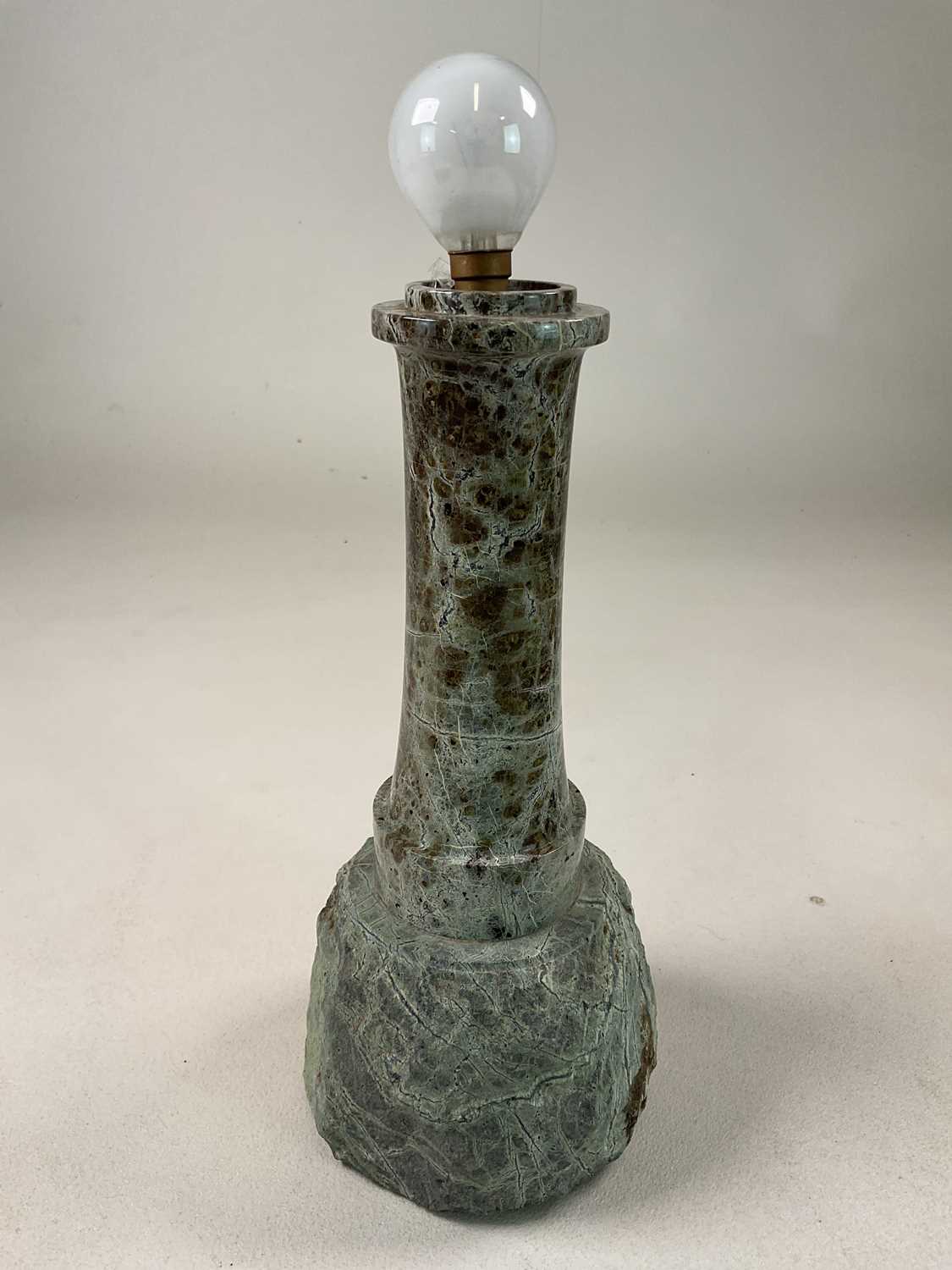 A Cornish serpentine lamp, height 29cm