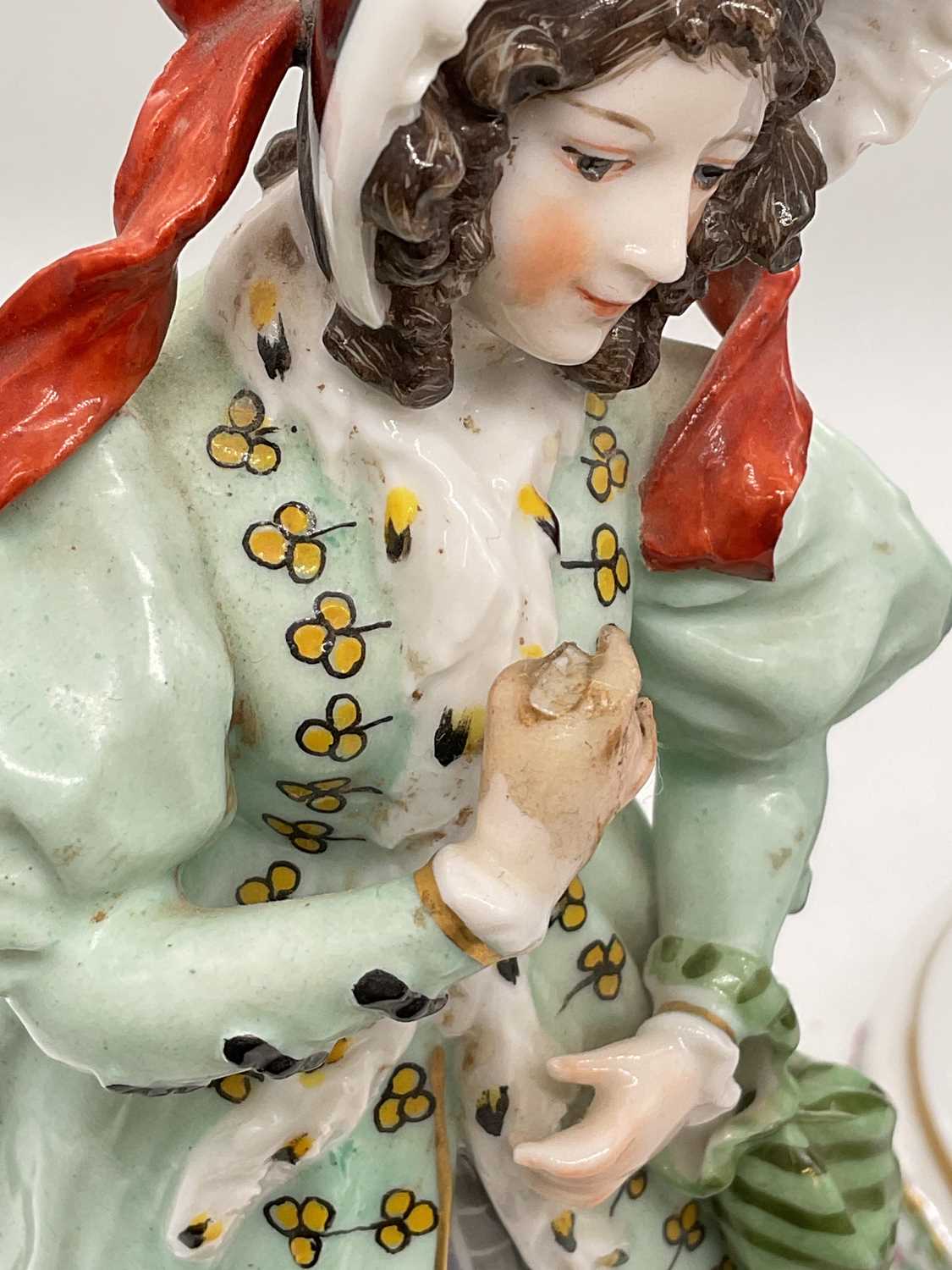 KARL ENS; a porcelain figure of a young woman wearing elaborate clothing and a bonnet, painted and - Bild 3 aus 3