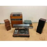 A quantity of vintage Hi-Fi equipment including a National Panasonic music centre, a Sony stereo
