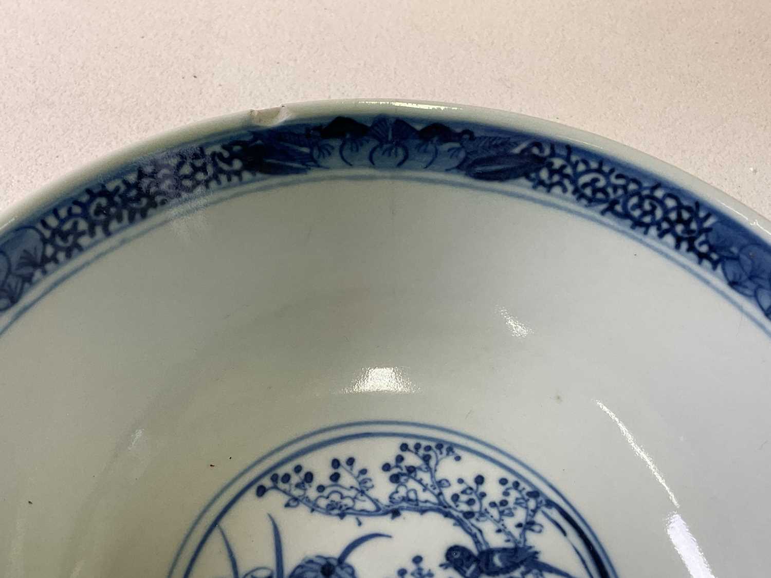 A late 19th century Chinese blue and white bowl with painted four character mark to base, diameter - Image 14 of 15