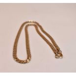 A 9ct yellow gold flat curb link chain, length 46.5cm, approx 20g.