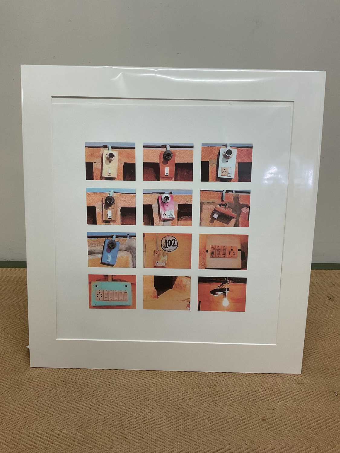 † JAKE TILSON; a signed limited edition coloured print, montage study of switches and cameras,