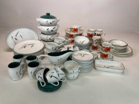 DENBY; a 'Greenwheat' dinner service, also a part dinner service by J&G Meakin in 'Poppy' pattern.