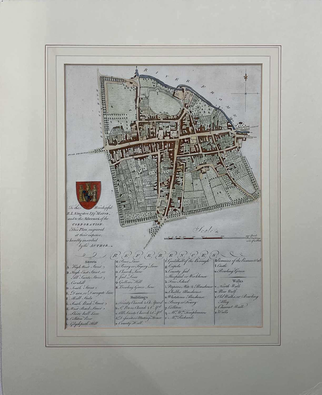 JOHN HUTCHINS (1698-1773), an untitled plan of the Town of Dorchester, coloured, 32 x 23cm, - Bild 2 aus 2
