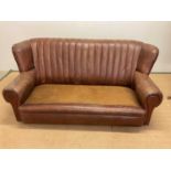 An Art Deco Swedish leather sofa, height 78cm, width 168cm, depth 95cm. Please note the seat