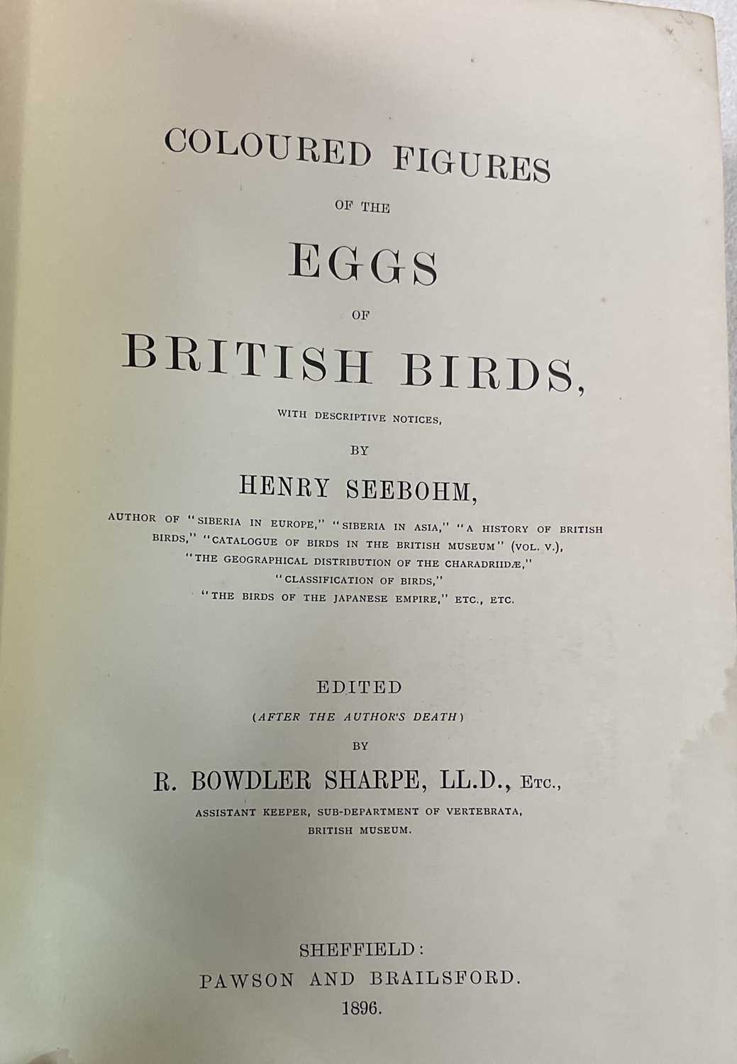 HENRY SEEBOHM & R. BOWDLER-SHARPE; 'Coloured Figures of the Eggs of British Birds', with numerous - Image 3 of 6