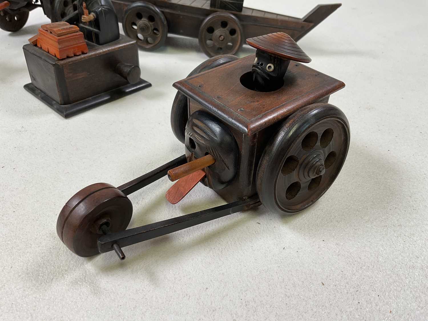 KOBE; six Japanese early 20th century novelty wooden toys, (in af condition). - Bild 3 aus 7