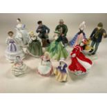 ROYAK DOULTON; eleven figures including HN3263 'Beatrice', HN2317 'The Lobster Man', HN2258 'A