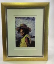 † ROLF HARRIS; a signed limited edition coloured print, 'Arnhemland Girl', numbered 253/695, the
