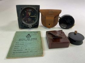 An Aircraft Altimeter and engineers' items, including an RAF service book, a United States Corps