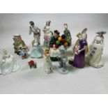 A quantity of Royal Doulton and other figures including 'Emma Hamilton', 'Grace' and others (14).