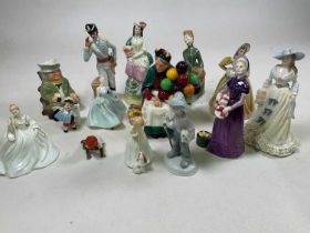A quantity of Royal Doulton and other figures including 'Emma Hamilton', 'Grace' and others (14).