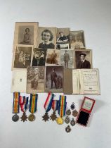 Two WWI medal trios, the first awarded to 28654 T-SJT.W. Houlton. R.E. together with his Royal