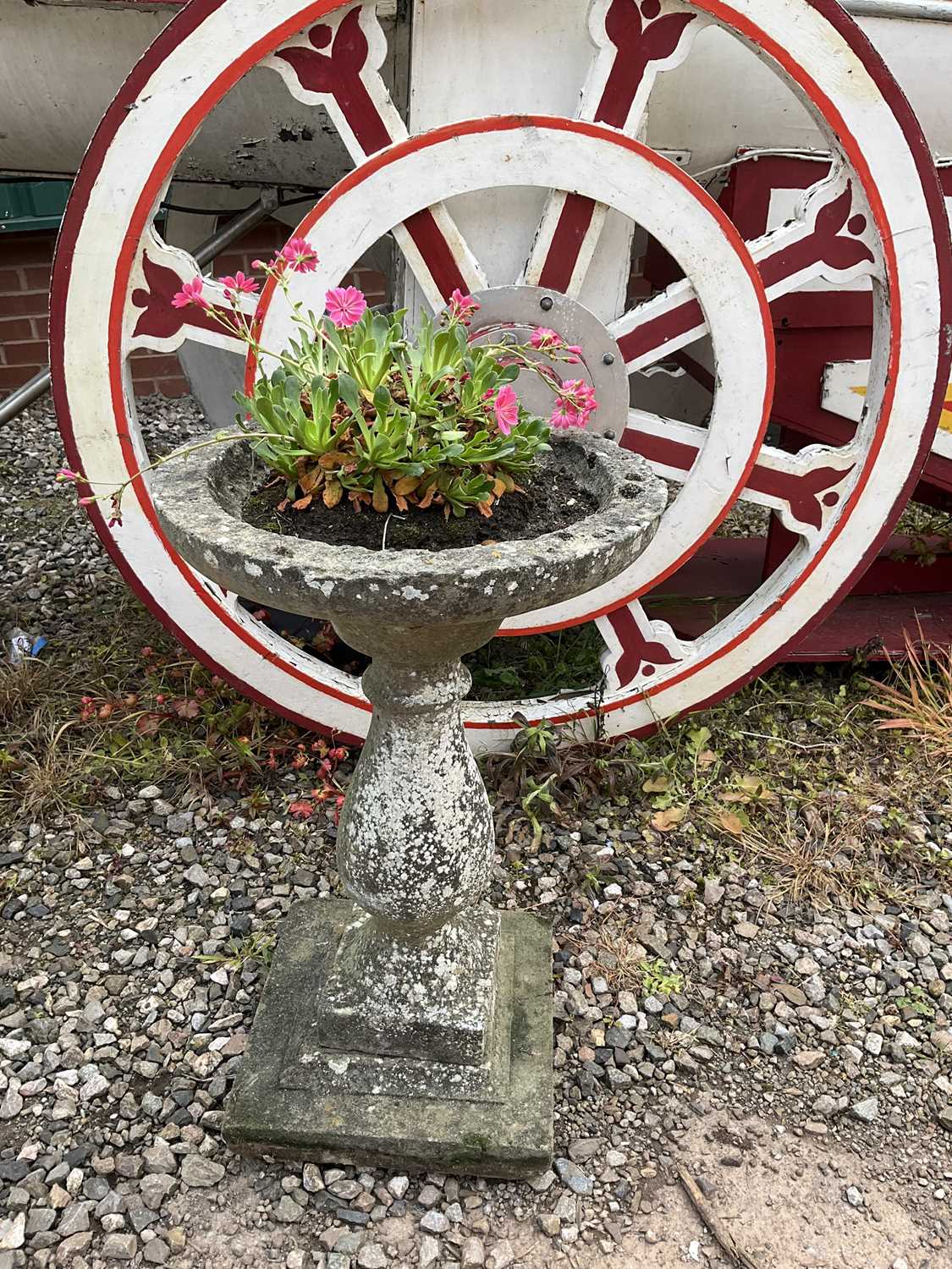 A composite stone bird table and sun dial, height approx 67cm. - Image 2 of 3