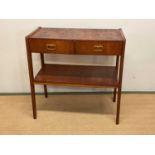 A mid 20th century Swedish teak console/hall table with two drawers and an undertier shelf, height