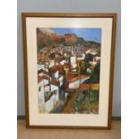 † BRENDA HARTILL; acrylic on paper, 'Gaucin with Vegetable Patch', signed, inscribed on New
