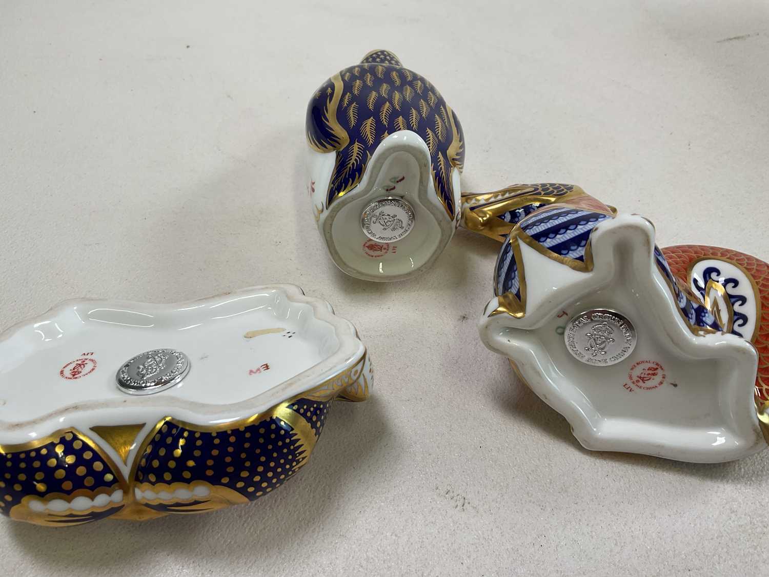 ROYAL CROWN DERBY; three paperweights to include a 'Dragon', a 'Galapagos Penguin', and a 'Crab', - Image 3 of 3