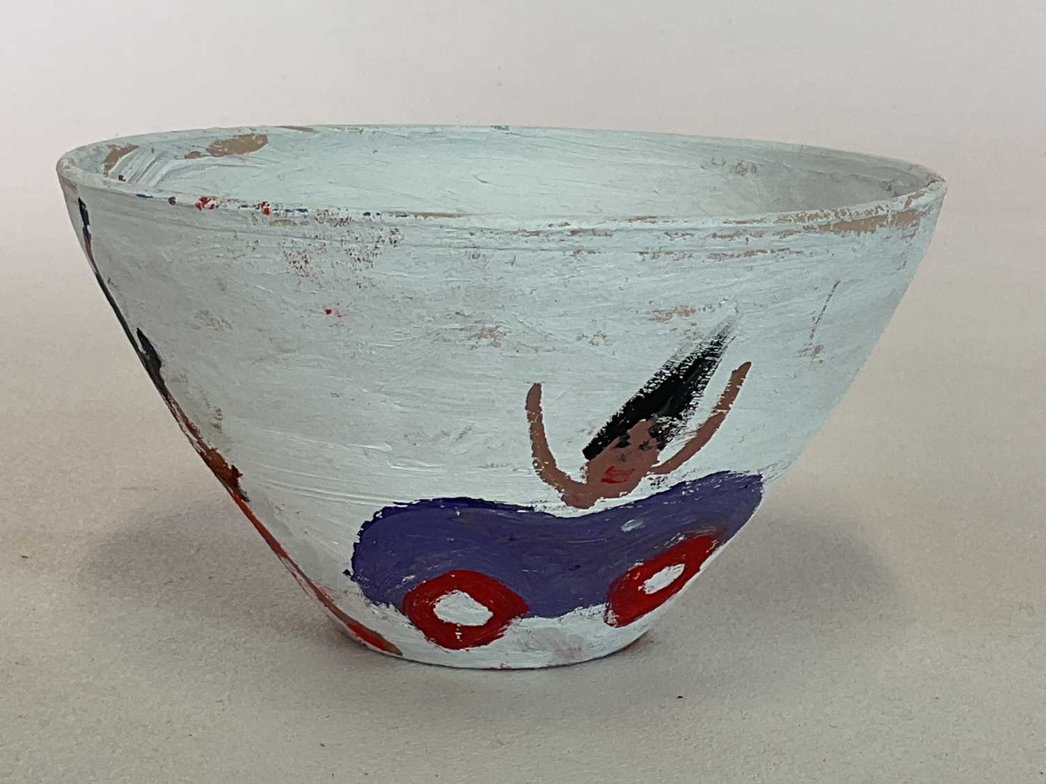 † SIMEON STAFFORD; a conical bowl hand painted by the artist with figures to both interior and - Image 2 of 5
