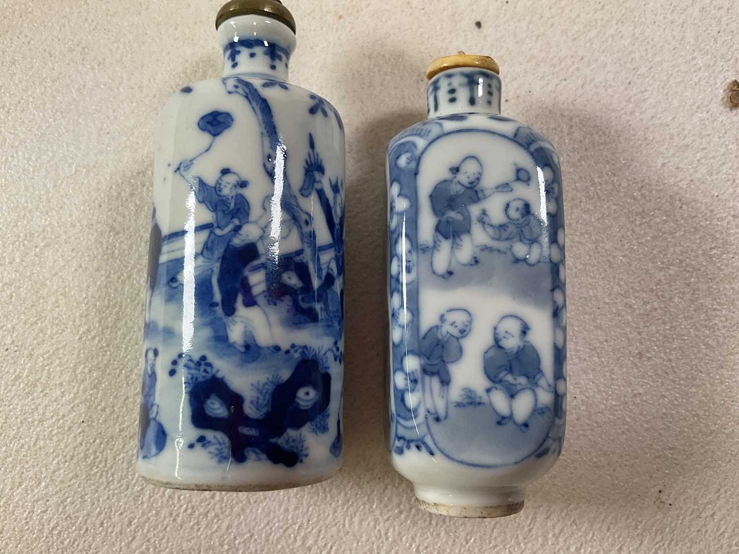 A 19th century Chinese cylindrical snuff bottle decorated with figures in a landscape and with - Image 20 of 21