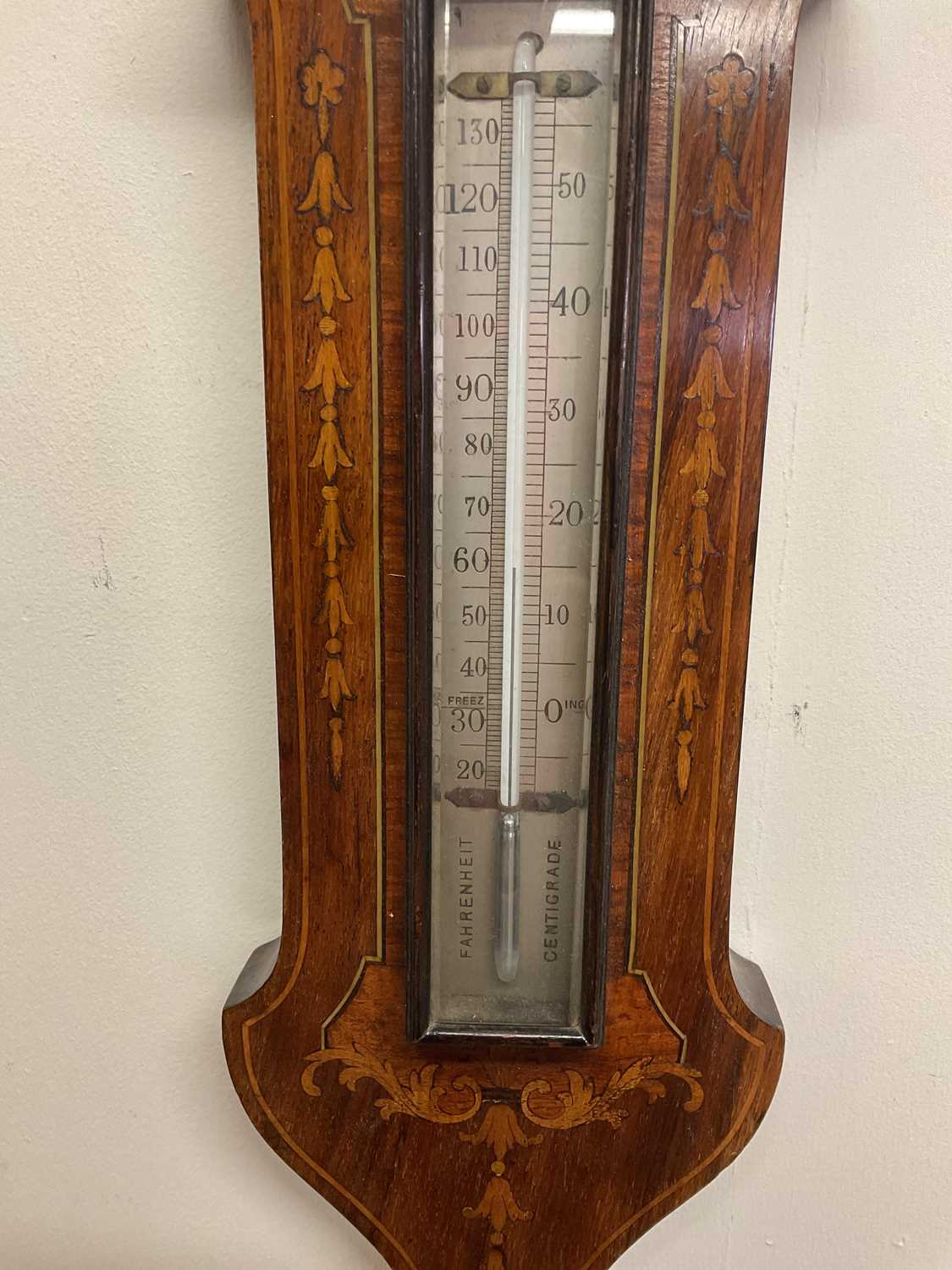 An inlaid mahogany Aneroid Barometer; H; 68cm. - Image 2 of 3