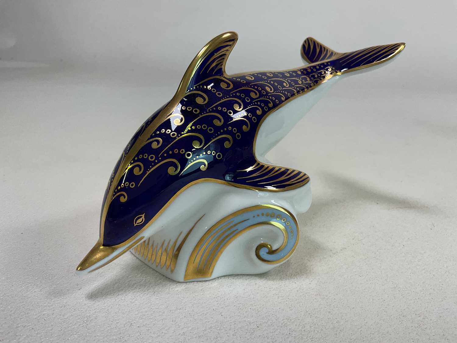 ROYAL CROWN DERBY; animal paperweights comprising an elephant (9cm), a dolphin and a rabbit, boxed - Image 5 of 8