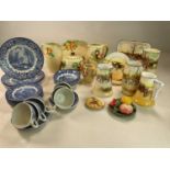 A mixed lot of ceramics including Wilkinson Honey glaze in style of Clarice Cliff, a quantity of