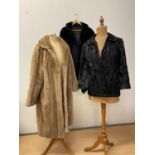 A vintage black lamb jacket with a faux jacket and coat