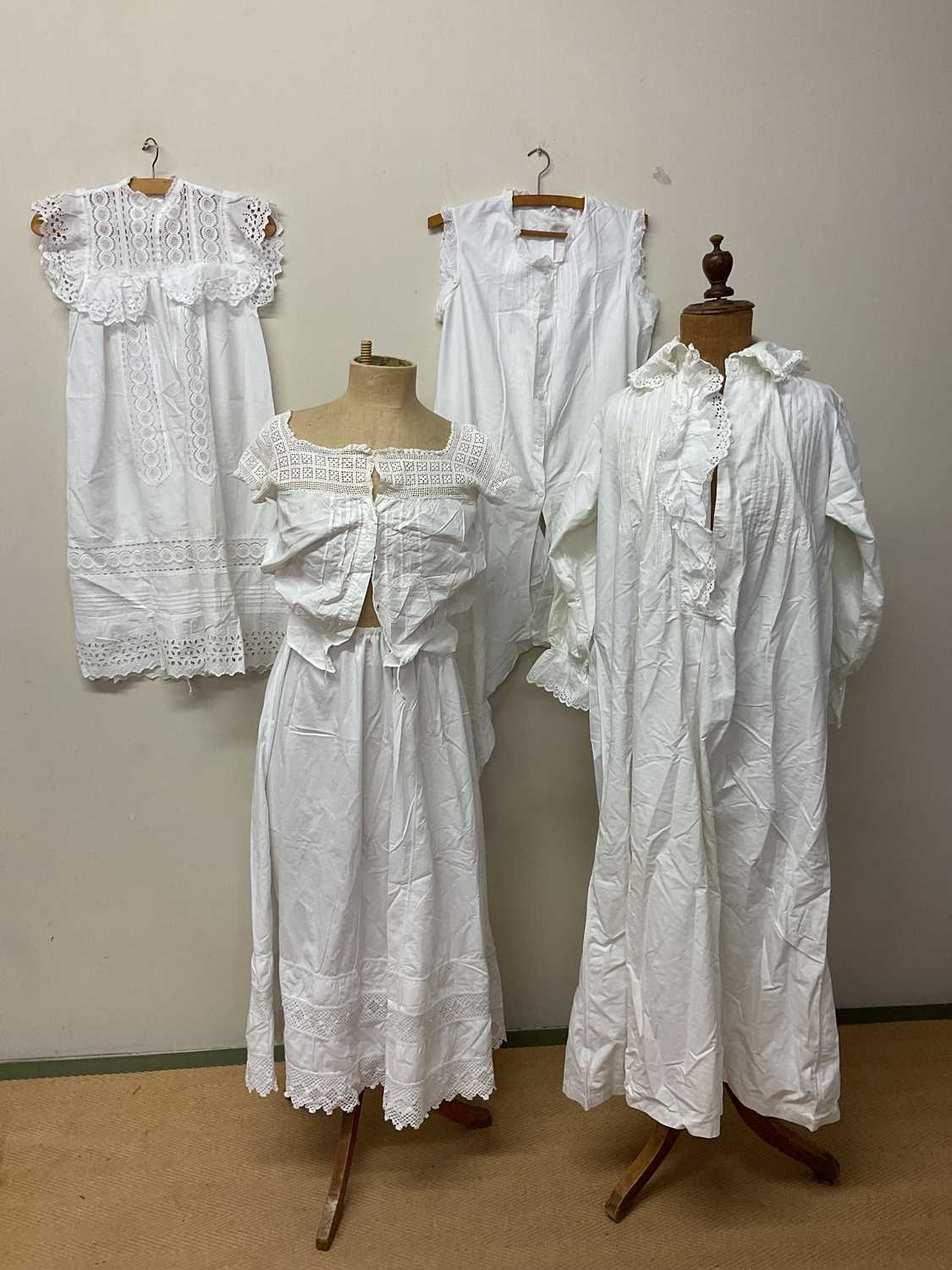 Items of vintage clothing including a quantity of 19th and 20th century embroidered cotton and linen