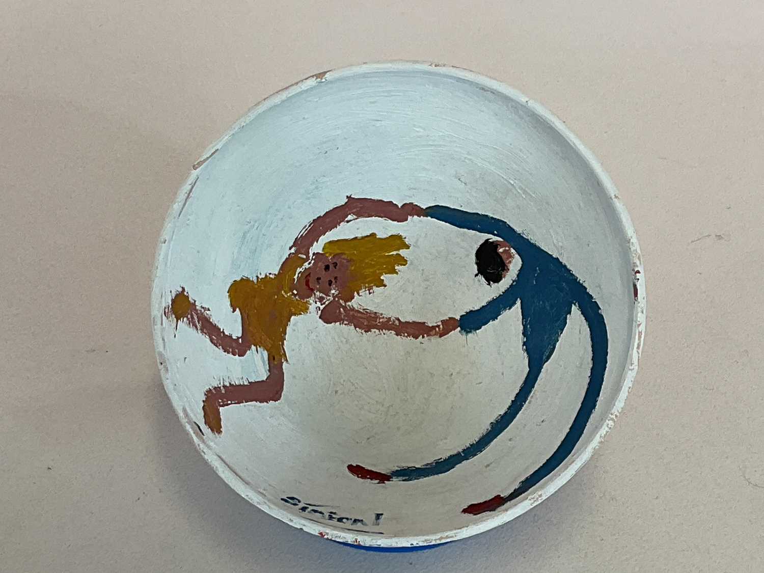 † SIMEON STAFFORD; a conical bowl hand painted by the artist with figures to both interior and - Image 4 of 5