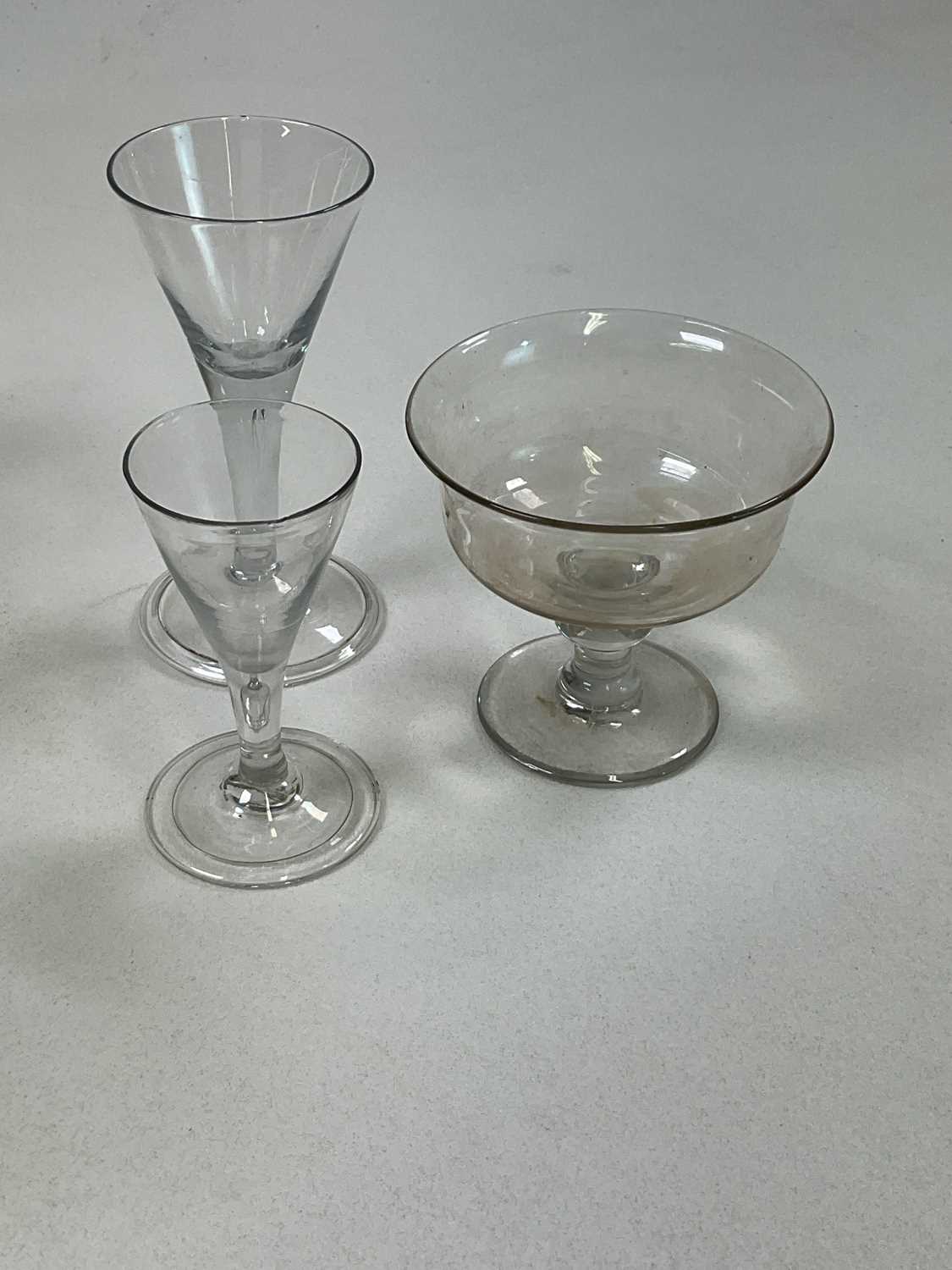 Eleven 19th century clear glass rummers, a sweetmeat bowl with knopped stem, two further glasses and - Image 3 of 4