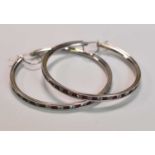 A pair of large 9ct white gold hoop earrings, combined approx 11.2g. Diameter 9.5cm