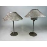 A pair of metal Swedish table lamps with metal mesh shades, height 56cm.