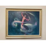 AFTER LOUIS SHABNER; vintage print, 'The Ribbon Dancer', 49 x 64cm, framed.