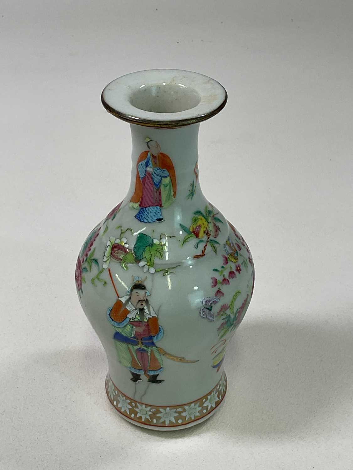 A 19th century Chinese Famille Rose baluster vase decorated with figures, floral sprays and - Image 3 of 9