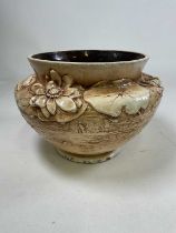 BRETBY; a large floral design Bretby pot, height 27cm, diameter 29cm Condition Report: Has nibbles