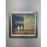 † MARTIN DUTTON; oil on board, 'Venice Sunlight', signed, further signed, titled and with artist's