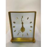 JAEGER LECOULTRE; a 1960s perspex and lacquered brass skeleton clock, signed to the dial, height